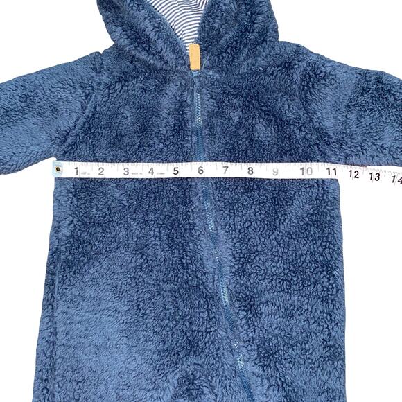 Carter's Navy Blue Teddy Bear Hooded Winter Bodysuit 0-3M - Picture 6 of 7